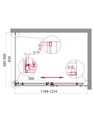 ������� ������ BelBagno Acqua (1184-1214x885-900x1950) AH-1-120/90-C-NERO ������ ����������/������