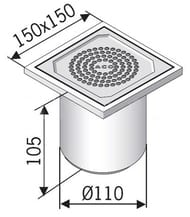 Трап АСО EG 150  DN100 150х150  вертикальный, нерж. с сифоном  97211