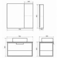 Тумба COMFORTY Эдинбург-75 (600х700х400) подвесная, столеш,. раковина, бетон светлый 00004149066