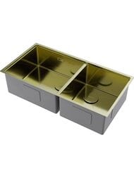 Мойка Omoikiri TAKI 85-2-LB-U/IF-LG Side (850х440х200) универ.монтаж, 2 чаши, свет.золото 4997038