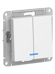 Выключатель Systeme Electric ATLASDESIGN 2-клавишный с подсветкой схема 5а 10АХ белый ATN000153