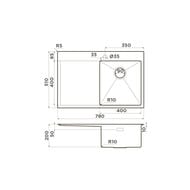 Мойка Omoikiri AKISAME 78-LG-R (780х510х200) монтаж врезной, чаша справа, цв.светлое золото 4973086