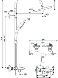 Душевая система Ideal Standard CERATHERM T25 A7629AA с термостатическим смесителем для душа