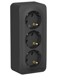Розетка Systeme Electric BLANCA трехпостовая, с заземл., без шторок, 16А, 250В, антрацит BLNRA010316