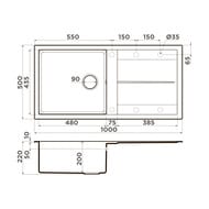 Мойка Omoikiri SUMI 100-SA (1000х500х230) врезная, тетогранит, бежевая 4993656