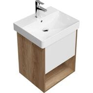 Тумба под раковину KERAMA MARAZZI PRO подвесная с ящиком 450х394х550, коричневый/белый, PRO.50.1\OLM