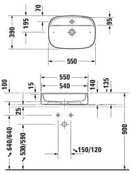 Умывальник накладной Duravit Zencha 550х390мм, без перелива 2374550071