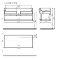 Тумба под раковину SANCOS Marmi 1.0 (1195х445х520) подвесная, 1 ящик, дуб чарльстон MR1.0120ECH