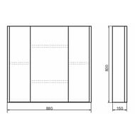 Зеркало-шкаф COMFORTY Сорренто-90 (880х800х150) подвесной, светло-серый 00-00001968