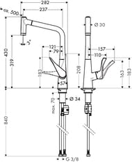 ��������� Hansgrohe Metris M71 ��� ����� 320�� �������� ����� 2 ���� ����� ���� 14820000