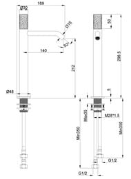 Смеситель для раковины Vincea Аура (Aura) VBF-6AU2GM, вороненая сталь
