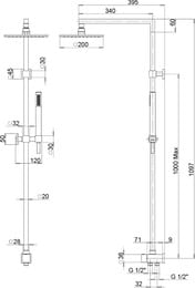 Душевая система Paini RSQ2 шланг 1500мм, верхний/ручной душ, хром 50CR191ARQ4P3