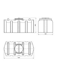 Емкость Polimer Group R 300 (635x600x1230) 300л, прямоугольная, горизонтальные, синяя