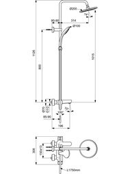 Душевая система Ideal Standard IDEALRAIN BC525XG однорычажный смеситель, верхний/ручной душ, черный