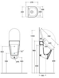 Писсуар подвесной Globo Forty3 (370х340х570) со скрытым креплением, белый FO030BI