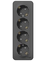 Розетка Systeme Electric BLANCA 4-я с заземл. со шторками с изол.пласт. 16А 250В антрац. BLNRA011416