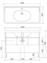 Тумба под раковину Caprigo Борго 120 (1220х918х560) напольная, отделка blue 33425-B136