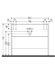 ����� ��� �������� Duravit XSquare 984�397�460 ���������, 2 �����, ����� ������ XS444402222