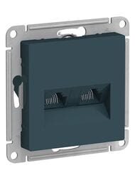Розетка Systeme Electric ATLASDESIGN двойная компьютерная RJ45+RJ45 категория 5E изумруд ATN000885
