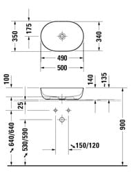 Раковина Duravit Luv 500х350 шлифованная, белая матовая, выпуск с керамической крышкой 0379502600