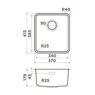 Мойка Omoikiri OMI 38-U/I-IN Ultra (370х415х179) монтаж врезной/подстольный, нерж.сталь 4997399