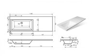 Тумба с раковиной Estet Dallas Luxe 1400х482 напольная, 3 ящика, левосторонняя, белый ФР-00002922