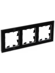 Рамка Systeme Electric ATLASDESIGN NATURE 3 поста, СТЕКЛО ЧЕРНЫЙ ATN321003