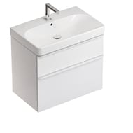 Geberit Smyle Square Тумба с раковиной 75 см, белый глянец + Зеркальный шкаф, подсветка 529.353.00.7