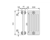 Радиатор Zehnder Charleston 6035 шеститрубчатый ВГ:350х210, межценр.284, боков. подкл. 3/4", 89 Вт