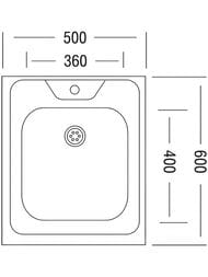 Мойка накладная Ukinox Standart 500х600 матовая нерж. сталь 0,4мм, слив 1 1/2, STD 500.600 ---4C 0C-