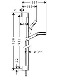 Душевой набор Hansgrohe Crometta Vario (ручной душ, штанга 90см, шланг 160см) хром/белый 26536400 — миниатюра 3