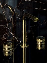 Смеситель Boheme Prestige 152-G-PR для раковины, на 3 отверстия, двухзахватный, золото — изображение 3
