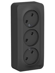 Розетка Systeme Electric BLANCA наруж. 3-я без заземл. изол.пл. 16А 250В антрацит BLNRA000316