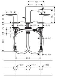 Смеситель Hansgrohe Talis E 71733990 для раковины на 3 отверстия, донный клапан, полиров золото — миниатюра 2