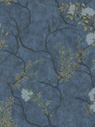 Обои виниловые на флизелине Decori-Decori Zen (1,06х10,05) синие, деревья 72959 (рул)