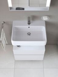 Тумба под раковину Duravit Qatego 590х470мм подвесная, 2 ящ., подсветка, белый мат. QA4393018180010