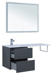 Тумба с раковиной Aquanet Алвита 120 L (1200х526х480) левая, подвесная, 2 ящ., серый антрацит 243777