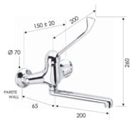 Смеситель медицинский для раковины Remer K45, хром