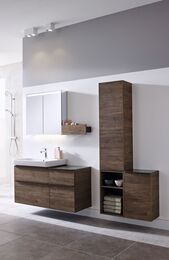 Geberit Smyle Square Тумба с раковиной 75 см, цвет пекан + Зеркальный шкаф, подсветка 529.353.JR.7