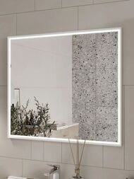 Зеркало Континент Lago (800х700) с LED подсветкой 5000K и сенсорным выключателем, белый