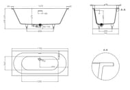 Ванна встраиваемая Salini Ornella Axis Kit 180 103521M 1800х800х600 S-Stone, белый матовый