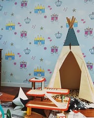 Обои виниловые на флизелине Solo Happy Child (1,06х10,00) замок принцессы голубые, 37012-2 (рул.)