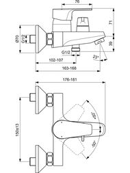 Смеситель для ванны/душа Ideal Standard CERAFINE D настенный, однозахватный, хром BC494AA