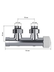 Узел нижнего подключения термостатический угловой Royal Thermo Design Pro 15мм М30х1,5, хром RANPU11215CH