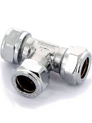 Тройник Tiemme для медной трубы, 15х15х15мм обжим, хром,   1130012 (1107C151515CZ) — миниатюра 1