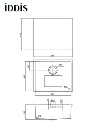 Мойка IDDIS EDIFICE (540х440) нержав.сталь,подстольный монтаж, матовое золото EDI54B0i77