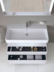 Тумба под раковину Duravit Qatego 990х470мм подвесная, 2 ящ., подсветка, белый мат. QA4395018180010