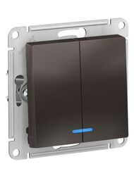Выключатель Systeme Electric ATLASDESIGN 2-клавишный с подсветкой схема 5а 10АХ мокко ATN000653