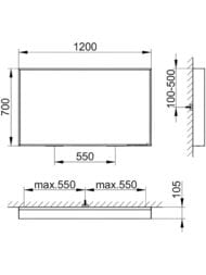 Зеркало Keuco Plan 1200х700х105 подвесное, с подсветкой и подогревом, белый 33098303500