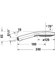 Лейка для душа Duravit UV0652017046 MinusFlow, 3 режима, расход 9 л/мин, черная матовая